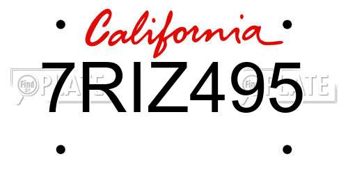 7RIZ495 California License Plate