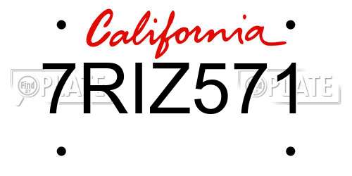 7RIZ571 California License Plate