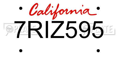 7RIZ595 California License Plate