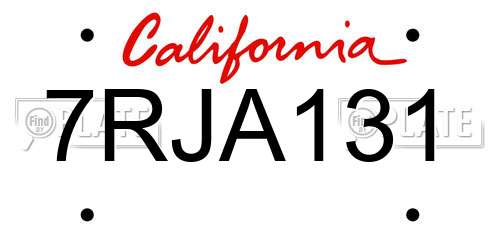 7RJA131 California License Plate