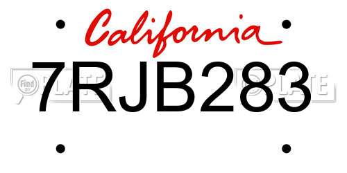 7RJB283 California License Plate