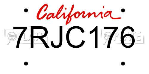 7RJC176 California License Plate