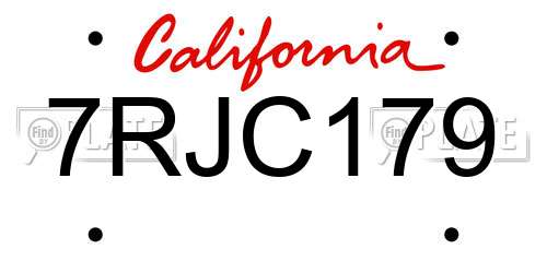 7RJC179 California License Plate