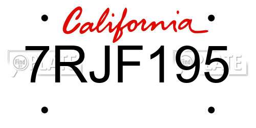 7RJF195 California License Plate