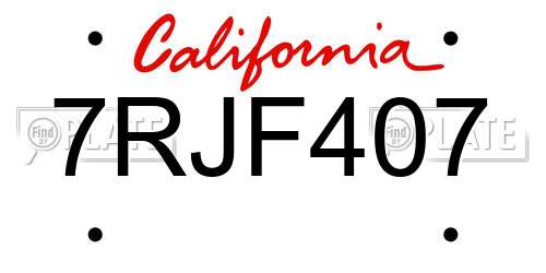 7RJF407 California License Plate