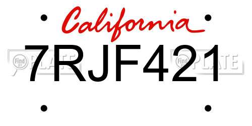 7RJF421 California License Plate
