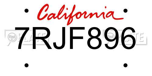 7RJF896 California License Plate