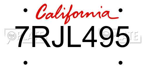 7RJL495 California License Plate