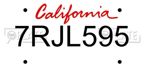 7RJL595 California License Plate