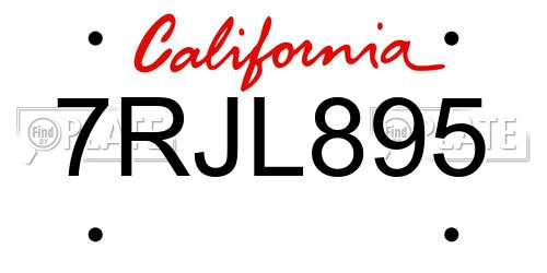 7RJL895 California License Plate