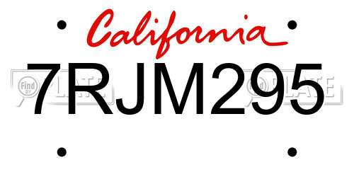 7RJM295 California License Plate