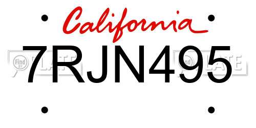 7RJN495 California License Plate
