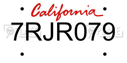 7RJR079 California License Plate