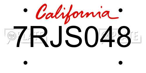7RJS048 California License Plate