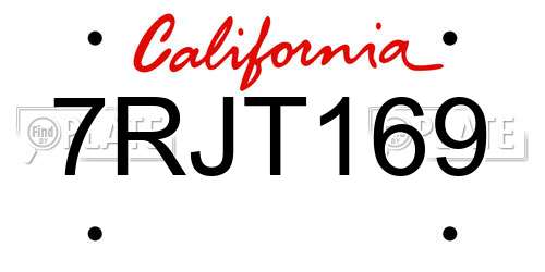 7RJT169 California License Plate