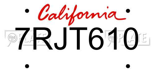 7RJT610 California License Plate