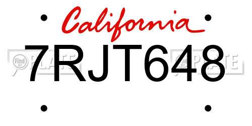 7RJT648 California License Plate