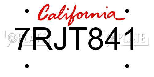 7RJT841 California License Plate