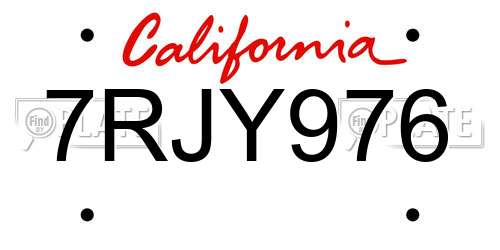7RJY976 California License Plate