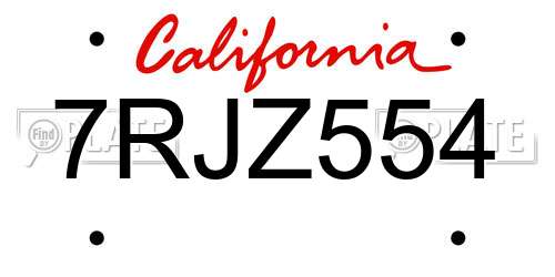 7RJZ554 California License Plate