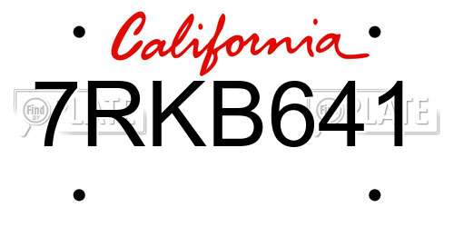 7RKB641 California License Plate