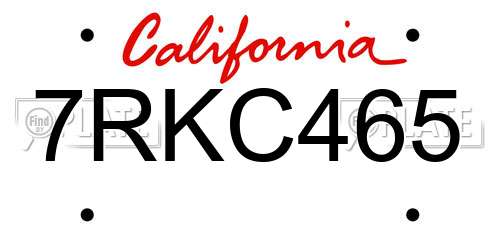 7RKC465 California License Plate