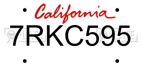 7RKC595 California License Plate