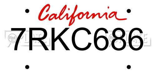 7RKC686 California License Plate