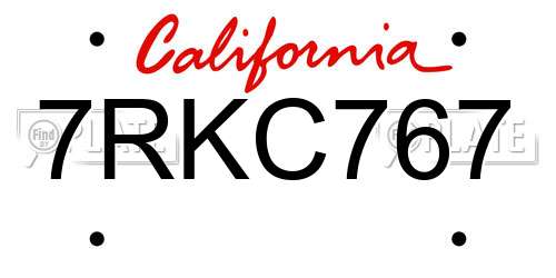 7RKC767 California License Plate