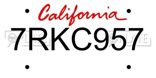 7RKC957 California License Plate