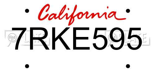 7RKE595 California License Plate