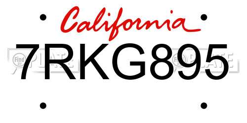 7RKG895 California License Plate