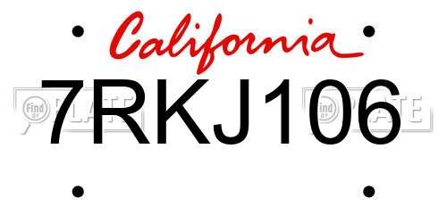 7RKJ106 California License Plate