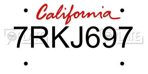 7RKJ697 California License Plate