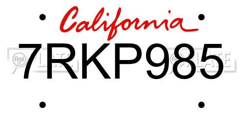 7RKP985 California License Plate