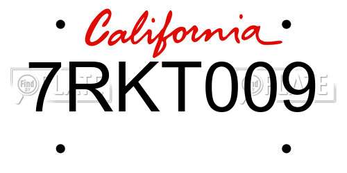 7RKT009 California License Plate