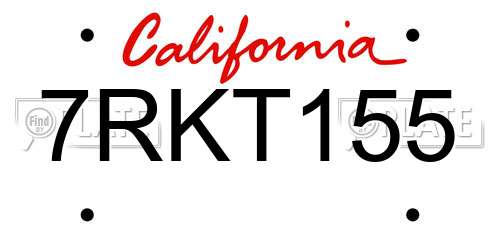 7RKT155 California License Plate