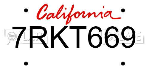 7RKT669 California License Plate