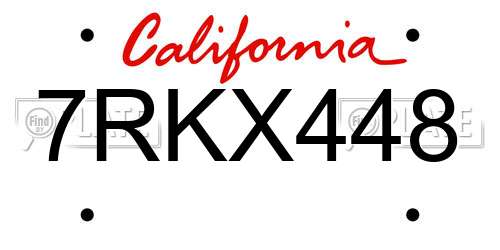7RKX448 California License Plate
