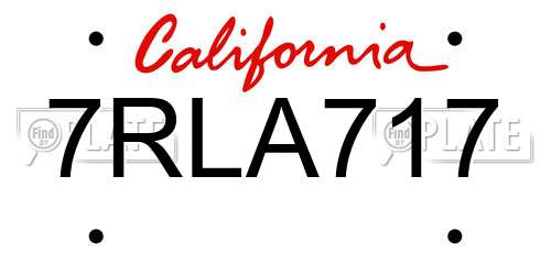 7RLA717 California License Plate