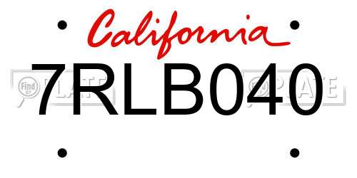 7RLB040 California License Plate