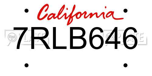 7RLB646 California License Plate