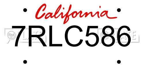 7RLC586 California License Plate