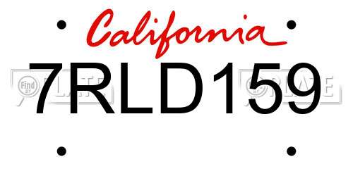 7RLD159 California License Plate