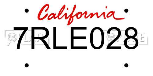 7RLE028 California License Plate