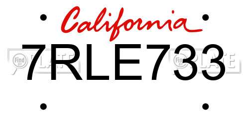 7RLE733 California License Plate