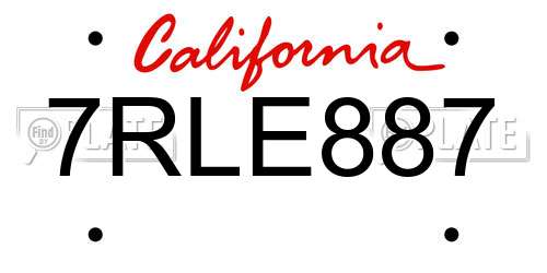 7RLE887 California License Plate