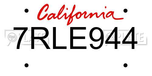 7RLE944 California License Plate