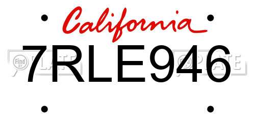 7RLE946 California License Plate