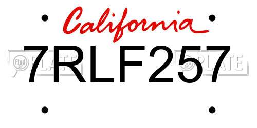 7RLF257 California License Plate